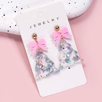 Boucles d'oreilles pendantes en acrylique pour femmes, motif nœud d'arbre de Noël, style européen et américain, bijoux de fête
