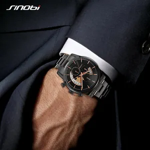 SINOBI Gentleman Business Wristwatches Exquisite Calender Window Display Quartz Men Classic Watch Jam Tangan Pria S9829G-D