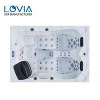 LOVIA - Bañera de Hidromasaje Rectangular para Exteriores, de Diseño Moderno, Eficiente Energéticamente, con Hidroterapia, Jacuzzi