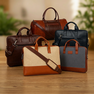Sac à bandoulière moderne en cuir PU durable pour ordinateur portable, mallette de rangement, sacoche personnalisable avec logo, cadeau d'entreprise pour le bureau et les voyages - Product Image 1