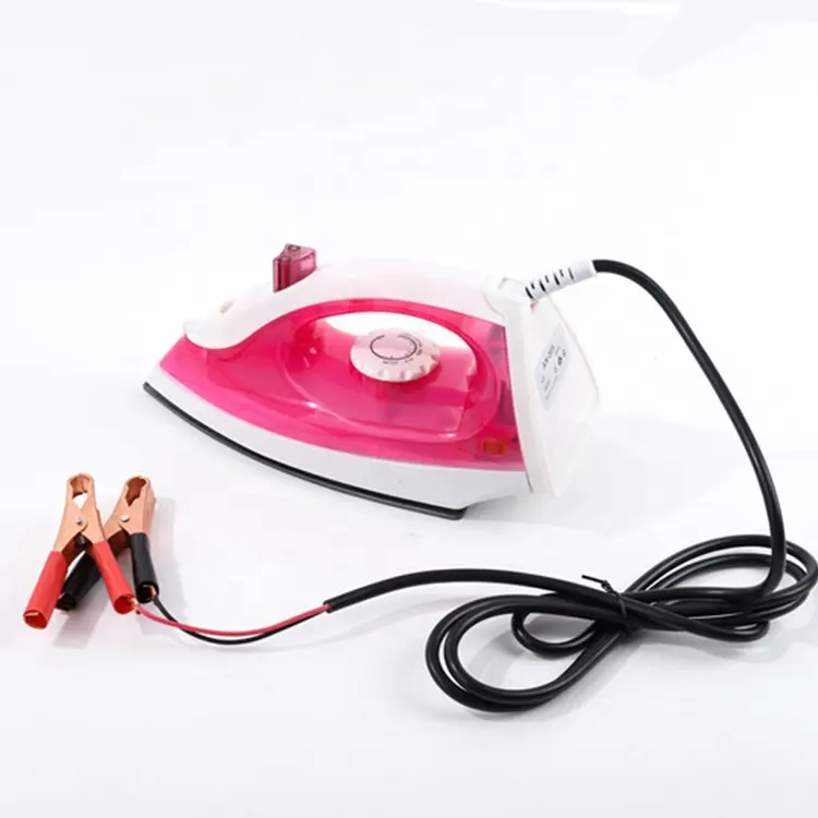 Battery power supply electric 12 volt clothes solar flat iron with spray water wet iron