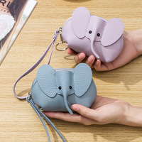 Porte-monnaie en cuir de vachette, motif animal mignon de dessin animé, porte-clés en cuir véritable, design éléphant, écologique, haute qualité, multi-cartes