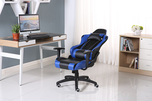 <span class=keywords><strong>Chaise</strong></span> de bureau inclinable 2D fonctionnelle à roulettes en cuir bleu, idéale pour le gaming, avec logo personnalisé, vente en gros à prix abordable - Product Image 6