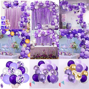 Kit de Arco de Balões Roxo com Confete Metálico Cromado, Conjunto de Balões Roxos, Cortina de Seda Chuva, Decorações de Fundo para Festa, Balão de Parede - Product Image 2