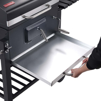 Grill d'extérieur robuste pour commandes en gros avec thermomètre réglable, étagères latérales et pare-vent – Idéal pour les activités commerciales