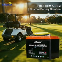 Batterie LiFePO4 Haute Capacité 24V 200AH 5KW Grade A 6K Cycles pour Chariot de Golf avec BMS Intelligent Bluetooth, Terminal M8, CE RoHS IP67, OEM ODM