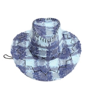 Sombrero de Vaquero MSMC a Cuadros, Ajustable, Unisex, Protección Solar para Exteriores, Estilo Occidental, Moda Primavera-Verano - Product Image 5