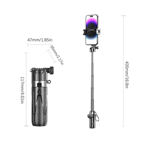 Mini trépied à selfie P15 avec télécommande sans fil 10M, support de téléphone rotatif à 360° pour téléphone, vidéo de voyage - Product Image 2