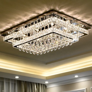 Plafonnier moderne en acier inoxydable et cristal avec LED, nouveau design carré, décoration intérieure pour hôtel, éclairage élégant - Product Image 6