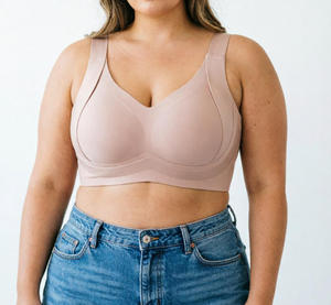 Sujetador Deportivo Sin Costuras con Logotipo Personalizado para Mujer, <span class=keywords><strong>Copa</strong></span> 3/4, OEM/ODM, Tallas Grandes M-4XL, Sin Varillas, Alta Elasticidad, Transpirable - Product Image 1