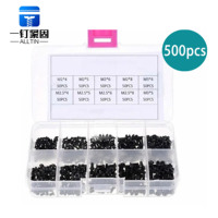 Kit de vis autotaraudeuses à tête fraisée Phillips en acier au carbone, oxyde noir, antirouille, M2 M2.5 M3, 500 pièces, taille personnalisée, réparation électronique