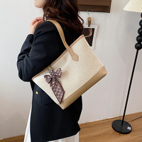 Sac à main grande capacité en soie avec foulard, nouvelle collection 2026, sac messager pour femme, sac à bandoulière avec foulard