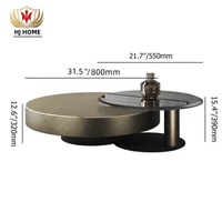 HJ HOME Ensemble de 2 tables basses rondes imbriquées en bronze doré et noir avec dessus en verre trempé