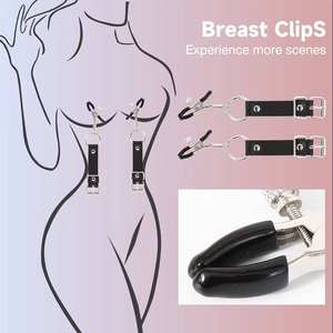 Metal meme Labia ve meme kelepçe açık bacak deri kemer açık uyluk Labia klitoris klip BDSM seks oyuncakları kadınlar için - Product Image 5