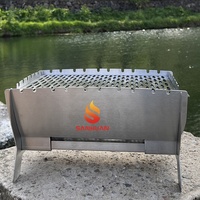 Barbecue pliable portable en acier inoxydable, résistant à la rouille, facile à nettoyer, sans outil, pour pique-nique en plein air, balcon, 1 à 3 personnes
