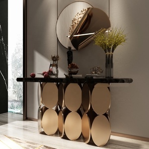 Bàn trà kiểu dáng sang trọng, chất liệu thép không gỉ, màu vàng gold, dùng trong nhà, mới về - Product Image 5