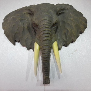 Scultura animale in <span class=keywords><strong>resina</strong></span> appesa da parete con testa di elefante su misura dipinta a mano per decorazione esterna per interni artigianali di fabbrica - Product Image 2