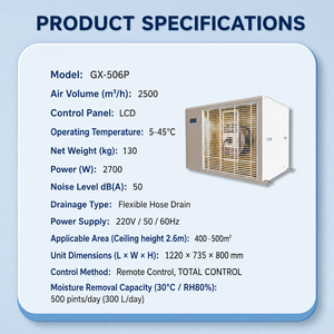 Deshumidificador Eléctrico Comercial para Invernadero de 506 Pintas, Flujo de Aire de 2500m³/h, 400-500 ㎡   Humidificador Preciso de 0-50dB con Ahorro de Energía - Product Image 4