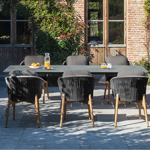 <span class=keywords><strong>Table</strong></span> de jardin rectangulaire moderne en teck noir massif avec plateau en verre pour hôtel, complexe hôtelier, jardin, café, salle à manger, <span class=keywords><strong>piscine</strong></span>, extérieur - Product Image 1