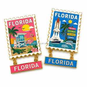 Aimants de réfrigérateur en émail personnalisés en gros, forme sur mesure, souvenirs de Miami Beach, Florida, en métal, pour frigo - Product Image 2