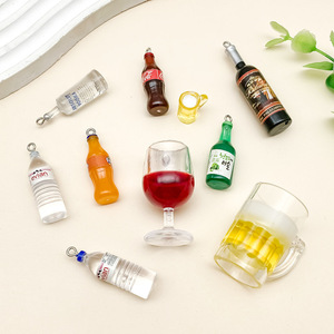 Abalorios en Miniatura de Alcohol y Bebidas |   Colgantes de Resina con Forma de Botella de Vino, Cerveza, Refresco y Vaso de Agua, Lindos Dijes de Bebidas para Hacer Joyería DIY - Product Image 3