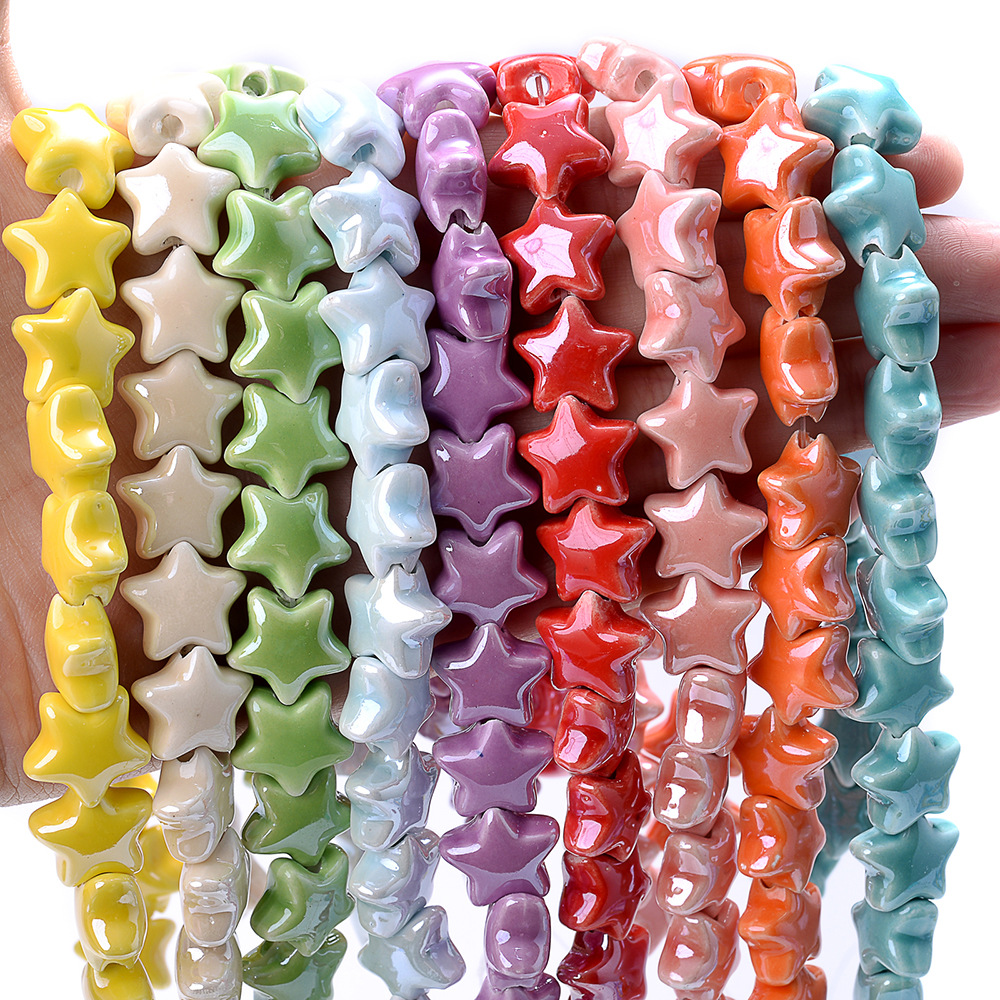 30 Perles Céramique Fleur Colorées 12mm - Pour Bracelets, Colliers, Créations DIY - Style Printanier Et Joyeux