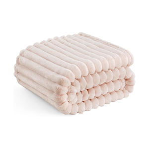 Stripe Flanelle Super Doux Confortable 100% Polyester Quatre Saisons Anti-Poussière Acariens Couverture pour Femmes Filles Tricoté Technique Pondérée - Product Image 1