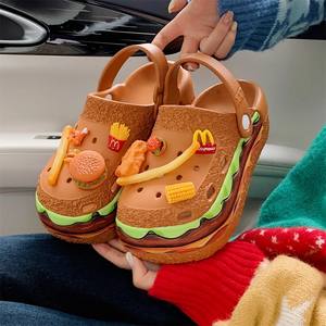 फ्रेंच फ्राइज़ बर्गर सजावट डिय क्लोग्स महिलाओं ग्रीष्मकालीन एवा आर्क समर्थन ऊंचाई का समर्थन करता है - Product Image 4