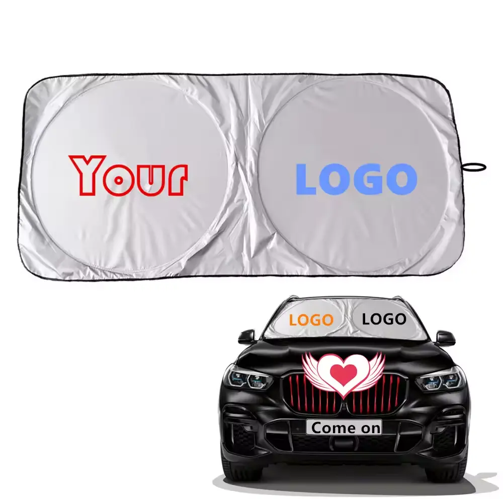 MOQ Wholesale Custom LOGO printed 170T 210T Cheap Promotional Sun Shade Gift foldable Front Windshield UV Car Sunshade Cover