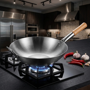 <span class=keywords><strong>Wok</strong></span> FLEY de Acero Inoxidable Resistente 201 con Mango de Madera, <span class=keywords><strong>Wok</strong></span> Chino <span class=keywords><strong>para</strong></span> Estufa de Gas, Placa de Inducción, Hostelería y Catering - Product Image 1
