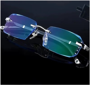 Lunettes de <span class=keywords><strong>lecture</strong></span> sans cadre taillées en diamant pour personnes âgées d'âge moyen Nouvelle version avec propriétés anti-lumière bleue et anti-fatigue - Product Image 6