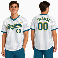 Kaos Jersey Baseball Bordir Logo Custom Kerah V Personalisasi Seragam Olahraga untuk Pria Wanita
