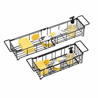 Panier de rangement extensible en fil métallique pour évier de cuisine, support pour brosse et éponge