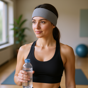 Diademas Deportivas Elásticas para Mujer, 4 Piezas, Color Gris Sólido, de Algodón, para Gimnasio, Entrenamiento, Estilo Casual - Product Image 2