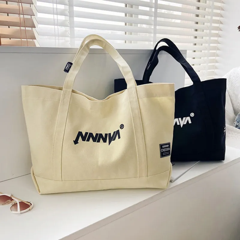 Hot Selling Recycled Canvas Bag Thicken Heavy Duty Shopping Natural Large Eco Cotton Canvas Tote Bags with Custom Printed Logo