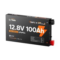 LiTime 12V 100Ah Baterai Ultra Tipis LiFePO4 Deep Cycle dengan Bluetooth dan Pemanas Otomatis IP65 untuk Sistem RV, Kelautan, dan Off Grid