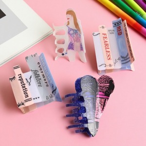 Pince à cheveux en acétate personnalisée en gros, pince à cheveux créative en forme de microphone, pince à cheveux fantaisie sur le thème de la musique, pince à cheveux unique et tendance pour femmes - Product Image 1