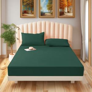 Sınır Ötesi Yıkanmış Pamuklu Çarşaf, Düz Renk, Her Yerde Kullanılabilen, Her Mevsim Yatak Koruyucu - Product Image 2