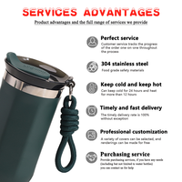 Tasse à café de voyage isotherme en acier inoxydable 304, écologique, à double paroi, anti-fuite, 350 ml, avec corde de transport et paille, cadeau d'entreprise pour les fêtes