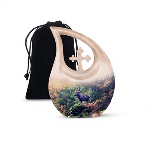 Urna de cremación cruzada con lágrima de tema de caminar de alce único más vendido para cenizas humanas con bolsa de terciopelo gratis - Product Image 1