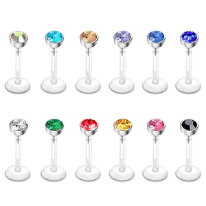 <span class=keywords><strong>Piercing</strong></span> para la nariz y el pezón, anillo de cristal acrílico mezclado de 16G, Labret, Monroe, labio, carne, vientre, <span class=keywords><strong>Piercing</strong></span>, Boiflex, 12 colores - Product Image 1