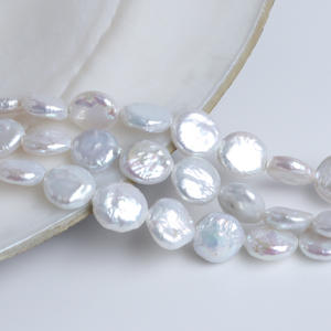 Collier de perles baroques d'eau douce naturelles de 9-10 mm, brillant des deux côtés, avec trou droit, semi-fini, disponible en blanc et rose - Product Image 5