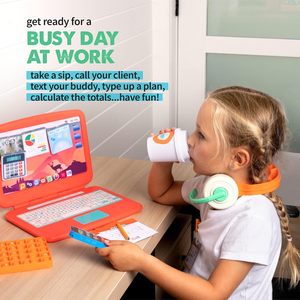 Tücher-Spielzeug-Office-Satz, pädagogische Laptop-Spielzeuge für Kinder mit Telefon mit LED-Leuchte und Ton, Taschenrechner Pop-It und Headset - Product Image 4