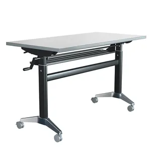 Tinggi Manual dapat disesuaikan duduk untuk meja berdiri 120Kg Gerakan kayu engkol tangan mengangkat tinggi meja dapat disesuaikan dengan atas