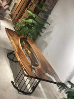 Table de conférence moderne de luxe au design royal, rivière en résine époxy durable en bois de noyer massif pour bureau, hôtel, salle à manger