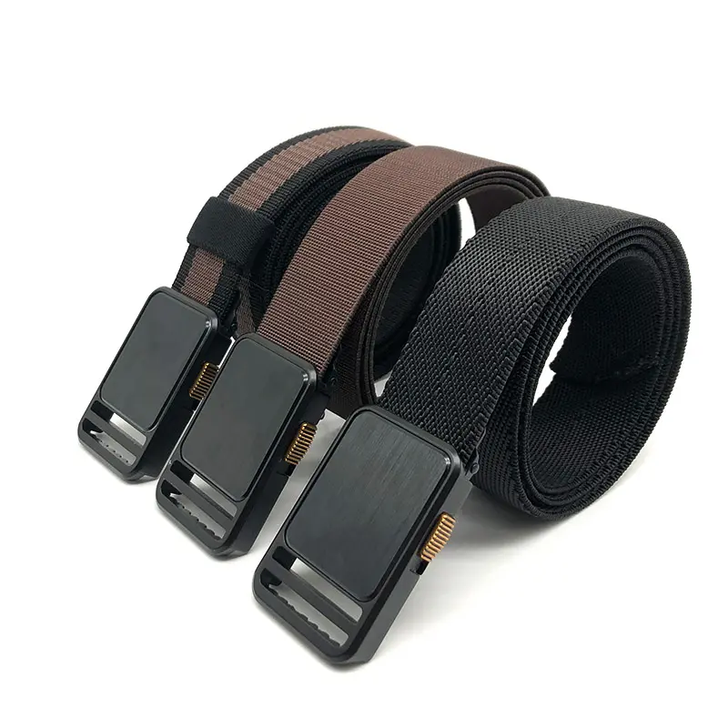 Wholesale Fashion Custom Logo Woven 35mm Black Quick Release Metal buckles Golf Outdoor Men Women Tactical Belt