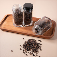 Pot à épices carré en verre transparent de 10 oz avec couvercle métallique, idéal pour les noix, les légumineuses, les herbes et les assaisonnements – Fournisseur d'usine
