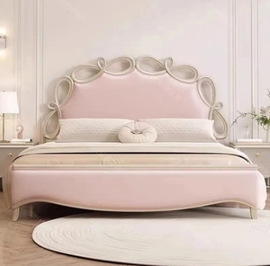 Легкая Роскошная современная простая кровать размера «Queen-size» с твердым деревянным изголовьем, мягкий каркас для кровати с хранилищем для главной спальни для квартиры - Product Image 1