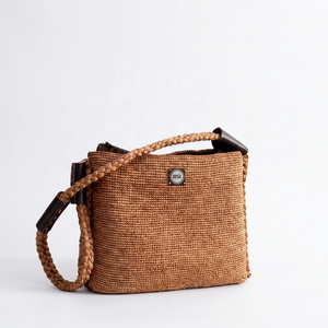 Bolso de Hombro Tejido de Rafia, Estilo Bohemio, Correa Única, Parte Superior Abierta, Color Beige Natural - Product Image 3