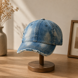 Vintage Denim Baseball Cap 6-Panel Adjustable Metal Buckle Unisex Washed Style Casual Spring Summer <b>Hat</b> - Product Image 1